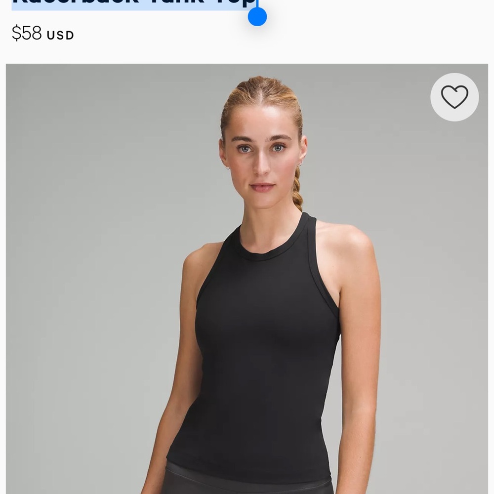lululemon Align™ Waist-Length Racerback Tank Top Size 12 -Black